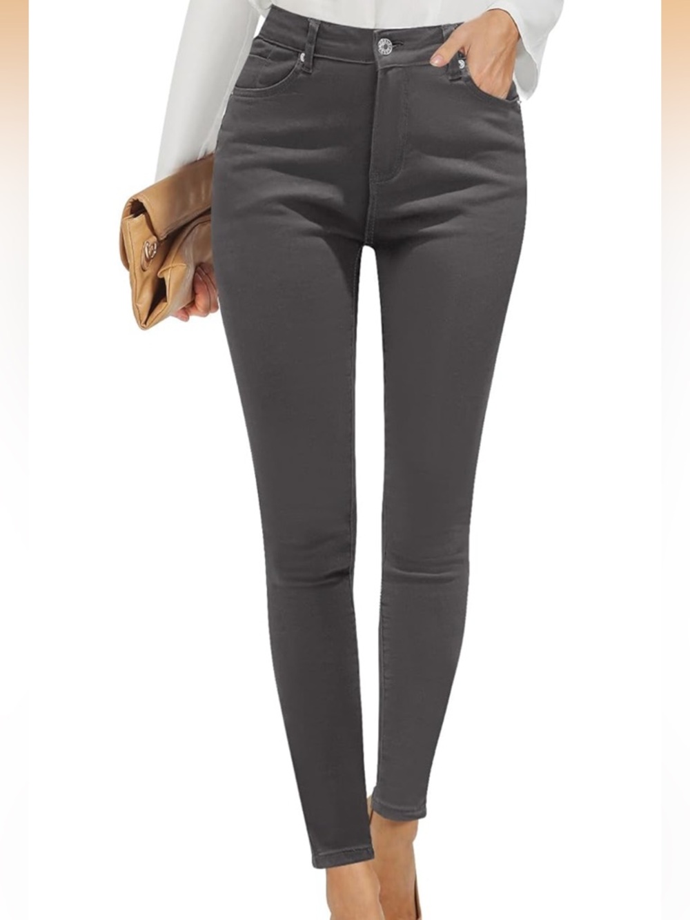 LA BIJOU Women’s Grey Mid-Rise Jeggings, Size S